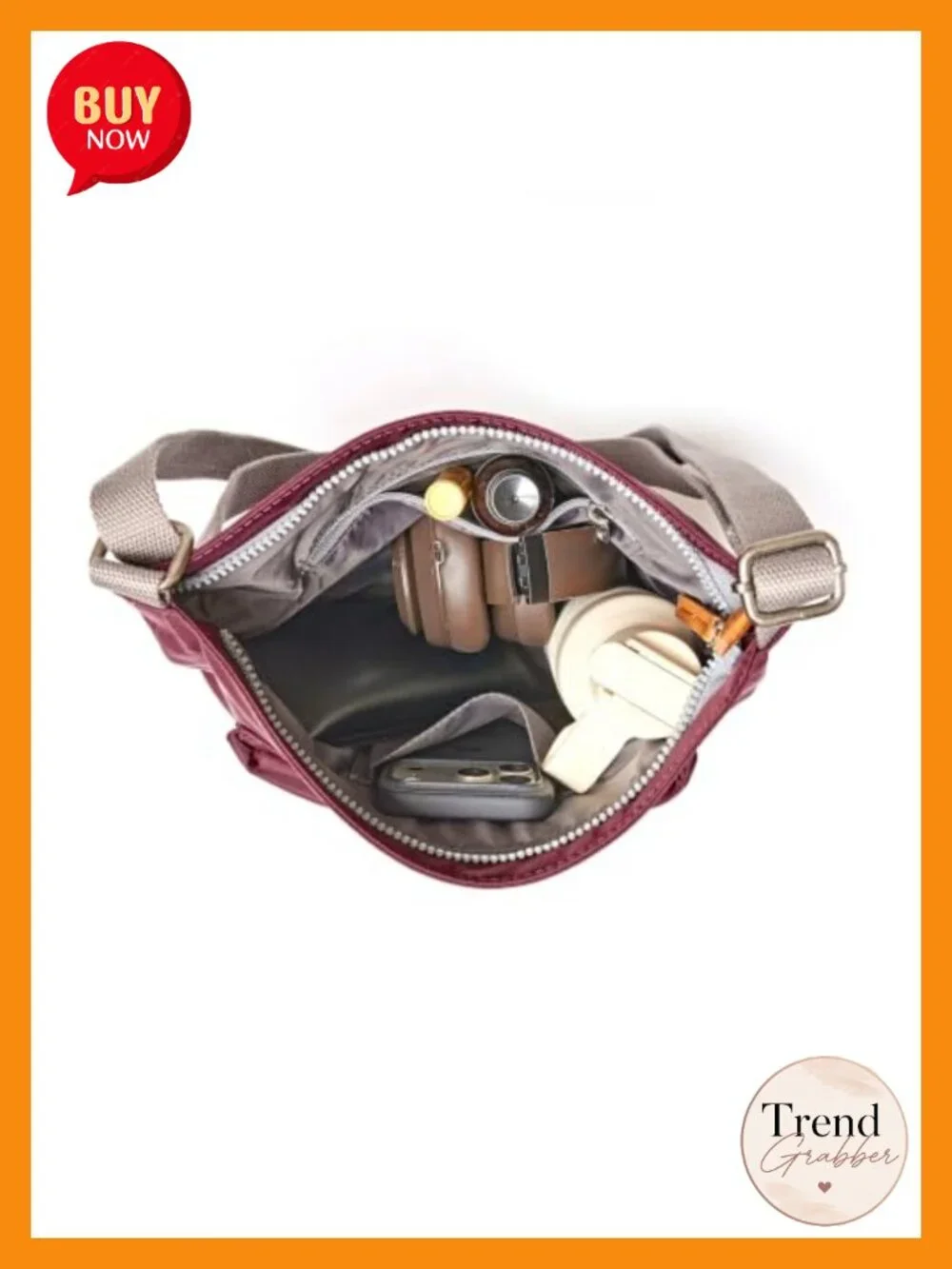 Nylon Crossbody Bag with Chunky Zippers - The Kennington - Medium